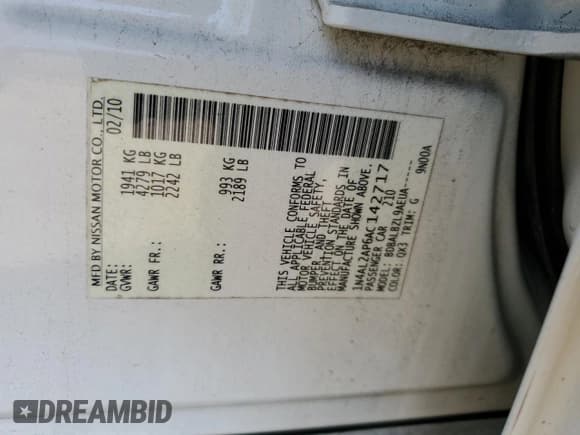 ✅ 2010 Nissan Altima SL • VIN: 1N4AL2AP6AC142717 • Лот: 70116265. Опубликован ранее на Copart с пробегом 139 435 миль. Бесплатный доступ к архиву аукционных продаж из США и подробный отчёт об истории автомобиля на DreamBid. Изображение 12.