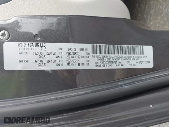 ✅ 2015 Chrysler Town & Country Touring L • VIN: 2C4RC1CG0FR754267 • Lot: 43450195. Listed on IAAI with 131,198 mi. Free auction sales archive from the USA and detailed vehicle history report at DreamBid. Image 9.