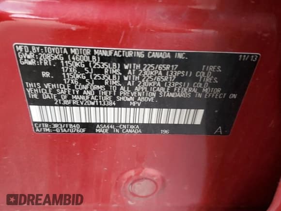 ✅ 2013 Toyota RAV4 LE • VIN: 2T3BFREV2DW113384 • Lot: 92159635. Wystawiony na Copart z przebiegiem 143 397 mil. Bezpłatny archiwum sprzedaży aukcyjnych z USA i szczegółowy raport historii pojazdu na DreamBid. Zdjęcie 13.