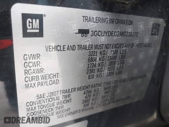 2021 Chevrolet Silverado 1500 LT z VIN 3GCUYDED2MG216172, wystawiony jako IAAI lot #41971293 z przebiegiem Nie podano mil oraz . Historia ofert i sprzedaży dostępna na DreamBid. Obrazek 9.