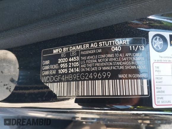 ✅ 2014 Mercedes-Benz C 250 Sport • VIN: WDDGF4HB9EG249699 • Lot: 38790250. Listed on IAAI with 103,350 mi. Free auction sales archive from the USA and detailed vehicle history report at DreamBid. Image 9.