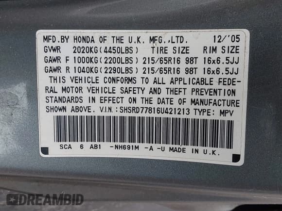 ✅ 2006 Honda CR-V EX • VIN: SHSRD77816U421213 • Lot: 42276214. Wystawiony na IAAI z przebiegiem 163 397 mil. Bezpłatny archiwum sprzedaży aukcyjnych z USA i szczegółowy raport historii pojazdu na DreamBid. Zdjęcie 9.
