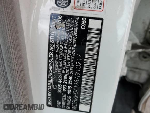 ✅ 2006 Mercedes-Benz C 280 Luxury • VIN: WDBRF54J96A913217 • Лот: 60497924. Опубликован ранее на Copart с пробегом 219 657 миль. Бесплатный доступ к архиву аукционных продаж из США и подробный отчёт об истории автомобиля на DreamBid. Изображение 13.