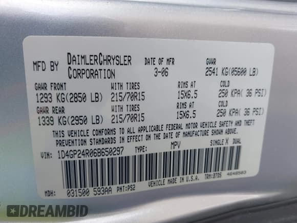 ✅ 2006 Dodge Grand Caravan SE • VIN: 1D4GP24R06B650297 • Lot: 43616934. Wystawiony na IAAI z przebiegiem 70 494 mil. Bezpłatny archiwum sprzedaży aukcyjnych z USA i szczegółowy raport historii pojazdu na DreamBid. Zdjęcie 9.