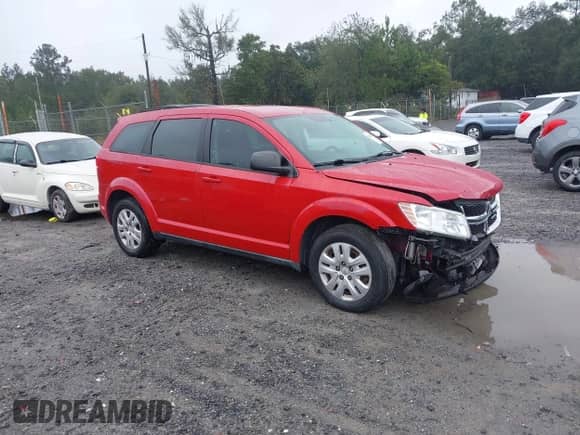 2015 Dodge Journey American Value z VIN 3C4PDCAB4FT720272, wystawiony jako IAAI lot #43438665 z przebiegiem 88 540 mil mil oraz . Historia ofert i sprzedaży dostępna na DreamBid. Obrazek 1.
