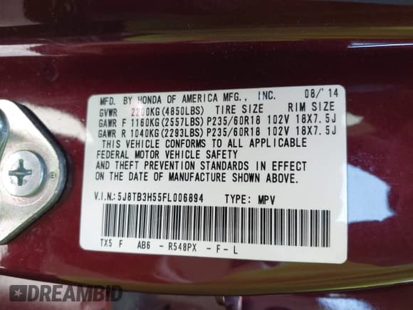 ✅ 2015 Acura RDX Technology • VIN: 5J8TB3H55FL006894 • Lot: 42756385. Listed on IAAI with 150,252 mi. Free auction sales archive from the USA and detailed vehicle history report at DreamBid. Image 9.