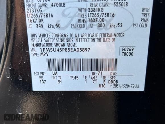 ✅ 2005 Ford Excursion Eddie Bauer • VIN: 1FMSU45P85EA05897 • Lot: 81699935. Wystawiony na Copart z przebiegiem 128 092 mil. Bezpłatny archiwum sprzedaży aukcyjnych z USA i szczegółowy raport historii pojazdu na DreamBid. Zdjęcie 10.