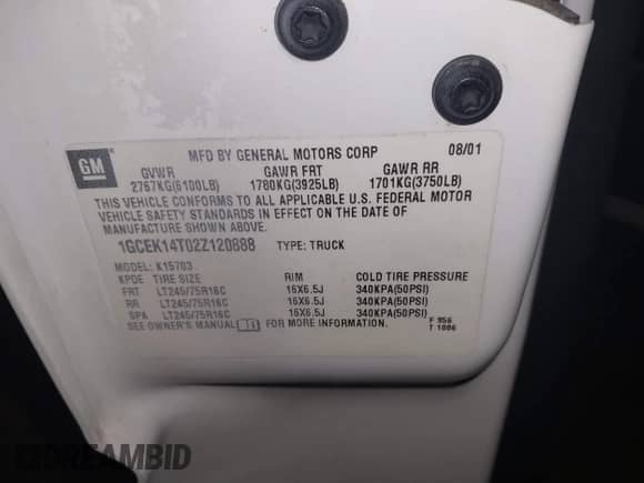 2002 Chevrolet Silverado 1500 LS with VIN 1GCEK14T02Z120888, listed as a IAAI auction lot 41504133 with 131,667 mi miles and . Bid and sale history available at DreamBid. Image 9.