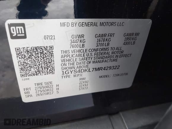 ✅ 2021 Cadillac Escalade Premium Luxury Platinum • VIN: 1GYS4DKL7MR429322 • Lot: 43707544. Listed on IAAI with 67,275 mi. Free auction sales archive from the USA and detailed vehicle history report at DreamBid. Image 9.