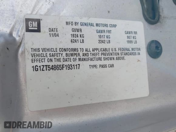 ✅ 2005 Chevrolet Malibu LS • VIN: 1G1ZT54865F193117 • Lot: 43643285. Listed on IAAI with 213,815 mi. Free auction sales archive from the USA and detailed vehicle history report at DreamBid. Image 9.