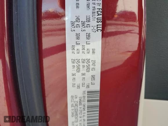 ✅ 2017 Chrysler Pacifica Limited • VIN: 2C4RC1GG0HR634739 • Lot: 91069065. Listed on Copart with 164,189 mi. Free auction sales archive from the USA and detailed vehicle history report at DreamBid. Image 13.