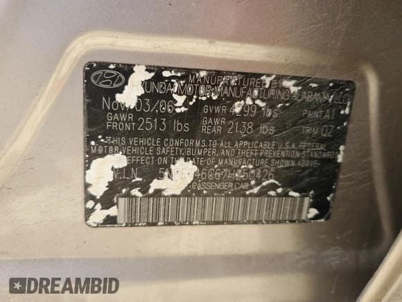 ✅ 2007 Hyundai Sonata GLS • VIN: 5NPET46C67H250426 • Лот: 71681464. Опубликован ранее на Copart с пробегом 61 279 миль. Бесплатный доступ к архиву аукционных продаж из США и подробный отчёт об истории автомобиля на DreamBid. Изображение 12.