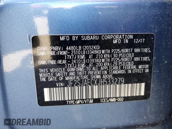 ✅ 2018 Subaru Forester Premium • VIN: JF2SJAECXJH533279 • Lot: 80376405. Wystawiony na Copart z przebiegiem Nie podano. Bezpłatny archiwum sprzedaży aukcyjnych z USA i szczegółowy raport historii pojazdu na DreamBid. Zdjęcie 13.