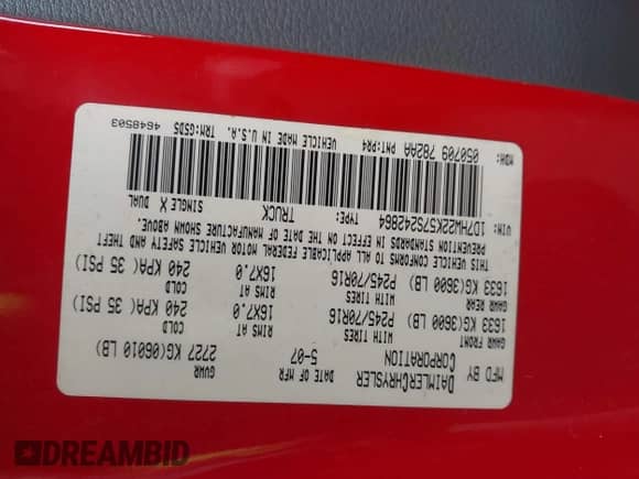 2007 Dodge Dakota ST z VIN 1D7HW22K57S242864, wystawiony jako IAAI lot #40887281 z przebiegiem 139 160 mil mil oraz . Historia ofert i sprzedaży dostępna na DreamBid. Obrazek 9.