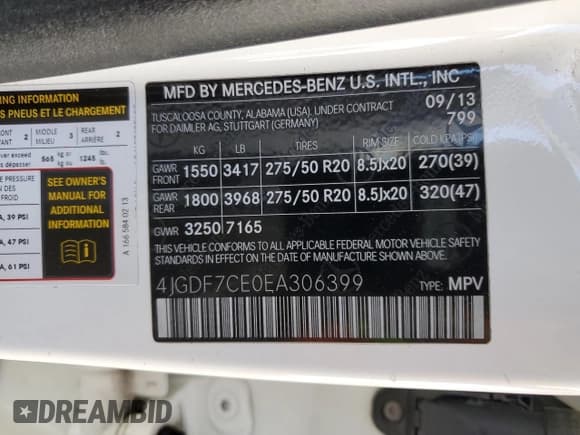 ✅ 2014 Mercedes-Benz GL 450 • VIN: 4JGDF7CE0EA306399 • Lot: 91103335. Wystawiony na Copart z przebiegiem 116 897 mil. Bezpłatny archiwum sprzedaży aukcyjnych z USA i szczegółowy raport historii pojazdu na DreamBid. Zdjęcie 14.