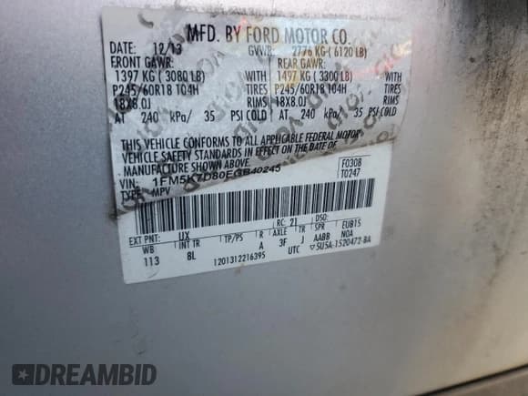 ✅ 2014 Ford Explorer XLT • VIN: 1FM5K7D80EGB40245 • Lot: 82724515. Listed on Copart with 207,219 mi. Free auction sales archive from the USA and detailed vehicle history report at DreamBid. Image 13.