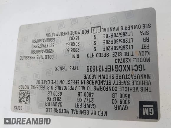 ✅ 2014 Chevrolet Silverado 2500HD LT • VIN: 1GC1KXCG1EF131636 • Lot: 43112265. Listed on IAAI with 309,813 mi. Free auction sales archive from the USA and detailed vehicle history report at DreamBid. Image 9.