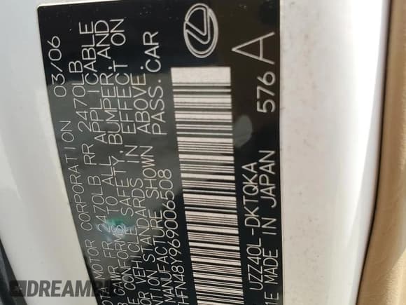 ✅ 2006 Lexus SC 430 • VIN: JTHFN48Y969006508 • Лот: 80660585. Опубликован ранее на Copart с пробегом 117 769 миль. Бесплатный доступ к архиву аукционных продаж из США и подробный отчёт об истории автомобиля на DreamBid. Изображение 12.