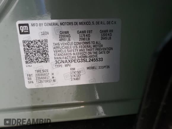✅ 2025 Chevrolet Equinox AWD LT • VIN: 3GNAXPEG3SL245533 • Lot: 57772245. Wystawiony na Copart z przebiegiem 2 753 mil. Bezpłatny archiwum sprzedaży aukcyjnych z USA i szczegółowy raport historii pojazdu na DreamBid. Zdjęcie 13.