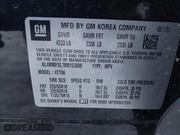 ✅ 2021 Buick Encore GX Essence • VIN: KL4MMFSL7MB153088 • Lot: 41751066. Listed on IAAI with 84,600 mi. Free auction sales archive from the USA and detailed vehicle history report at DreamBid. Image 9.