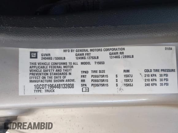 ✅ 2004 Chevrolet Colorado LS Z71 • VIN: 1GCDT196448133938 • Lot: 41647829. Wystawiony na IAAI z przebiegiem 196 530 mil. Bezpłatny archiwum sprzedaży aukcyjnych z USA i szczegółowy raport historii pojazdu na DreamBid. Zdjęcie 9.