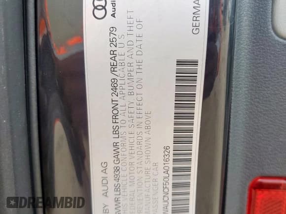 ✅ 2020 Audi A5 Sportback Premium Plus • VIN: WAUCNCF50LA016326 • Lot: 81745115. Listed on Copart with 50,885 mi. Free auction sales archive from the USA and detailed vehicle history report at DreamBid. Image 12.