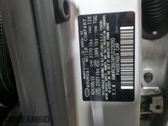 ✅ 2023 Hyundai Venue Limited • VIN: KMHRC8A34PU223050 • Lot: 51277385. Listed on Copart with 26,966 mi. Free auction sales archive from the USA and detailed vehicle history report at DreamBid. Image 13.