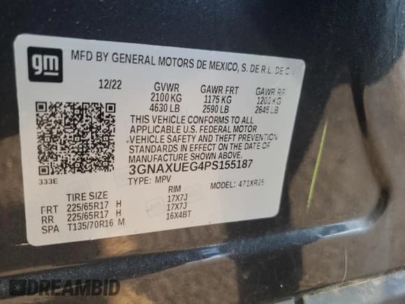 ✅ 2023 Chevrolet Equinox LT • VIN: 3GNAXUEG4PS155187 • Лот: 70708015. Опубликован ранее на Copart с пробегом 41 997 миль. Бесплатный доступ к архиву аукционных продаж из США и подробный отчёт об истории автомобиля на DreamBid. Изображение 13.