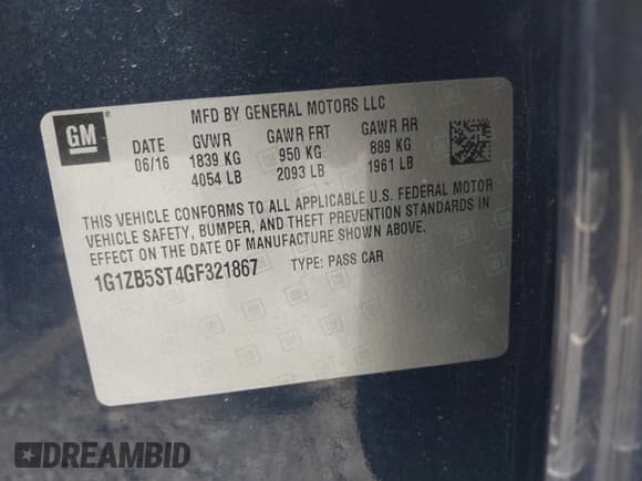 ✅ 2016 Chevrolet Malibu LS • VIN: 1G1ZB5ST4GF321867 • Lot: 43563439. Wystawiony na IAAI z przebiegiem 184 833 mil. Bezpłatny archiwum sprzedaży aukcyjnych z USA i szczegółowy raport historii pojazdu na DreamBid. Zdjęcie 9.
