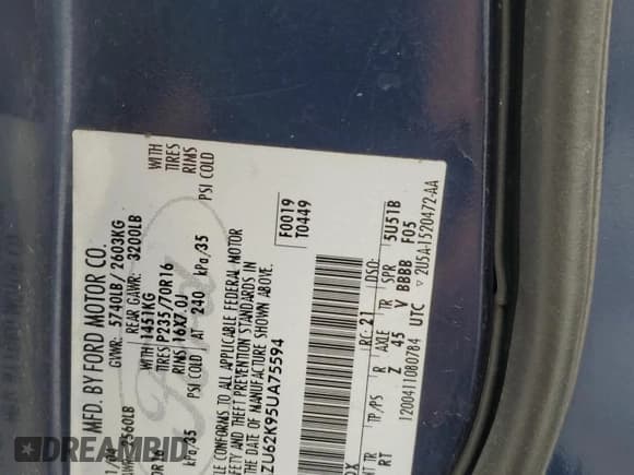 ✅ 2005 Ford Explorer XLS • VIN: 1FMZU62K95UA75594 • Lot: 87932895. Listed on Copart with 248,661 mi. Free auction sales archive from the USA and detailed vehicle history report at DreamBid. Image 13.