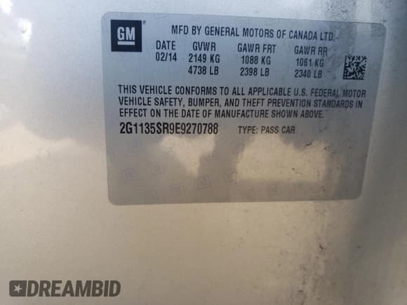 ✅ 2014 Chevrolet Impala LT Eco • VIN: 2G1135SR9E9270788 • Лот: 72171574. Опубликован ранее на Copart с пробегом Не указан. Бесплатный доступ к архиву аукционных продаж из США и подробный отчёт об истории автомобиля на DreamBid. Изображение 12.