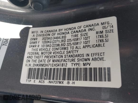 ✅ 2014 Honda CR-V EX-L • VIN: 2HKRM3H71EH541812 • Lot: 43513265. Listed on IAAI with 140,042 mi. Free auction sales archive from the USA and detailed vehicle history report at DreamBid. Image 9.