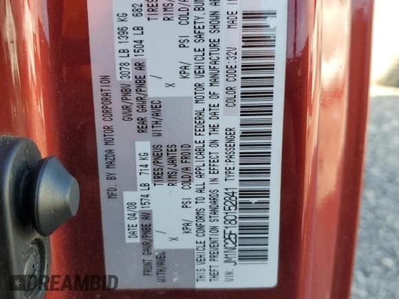 ✅ 2008 Mazda MX-5 Miata Touring • VIN: JM1NC25F180152841 • Lot: 67172205. Listed on Copart with 55,913 mi. Free auction sales archive from the USA and detailed vehicle history report at DreamBid. Image 12.