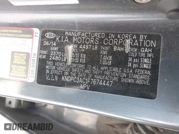 ✅ 2015 Kia Sportage EX • VIN: KNDPC3AC1F7674447 • Lot: 43420196. Listed on IAAI with 205,600 mi. Free auction sales archive from the USA and detailed vehicle history report at DreamBid. Image 9.