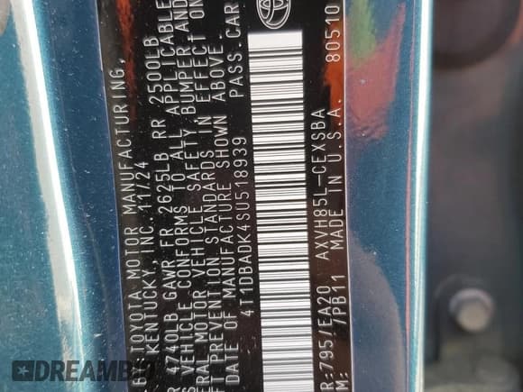 ✅ 2025 Toyota Camry LE • VIN: 4T1DBADK4SU518939 • Lot: 91249245. Listed on Copart with 10,242 mi. Free auction sales archive from the USA and detailed vehicle history report at DreamBid. Image 13.