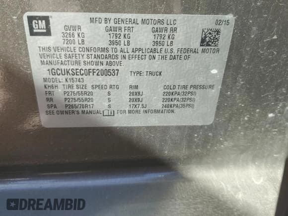 ✅ 2015 Chevrolet Silverado 1500 LTZ • VIN: 1GCUKSEC0FF200537 • Лот: 57315115. Опубликован ранее на Copart с пробегом 114 895 миль. Бесплатный доступ к архиву аукционных продаж из США и подробный отчёт об истории автомобиля на DreamBid. Изображение 12.