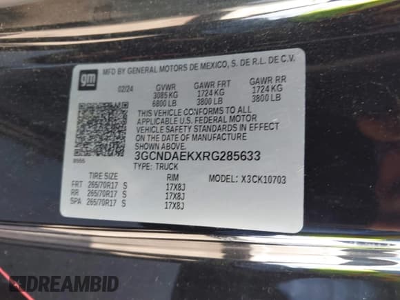 ✅ 2024 Chevrolet Silverado 1500 Work Truck • VIN: 3GCNDAEKXRG285633 • Лот: 43415674. Опубликован ранее на IAAI с пробегом 36 439 миль. Бесплатный доступ к архиву аукционных продаж из США и подробный отчёт об истории автомобиля на DreamBid. Изображение 9.