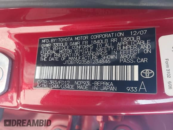 ✅ 2008 Toyota Yaris • VIN: JTDBT923581234846 • Лот: 43711918. Опубликован ранее на IAAI с пробегом 130 939 миль. Бесплатный доступ к архиву аукционных продаж из США и подробный отчёт об истории автомобиля на DreamBid. Изображение 9.