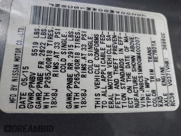 ✅ 2016 Infiniti QX70 • VIN: JN8CS1MW0GM400207 • Lot: 41952548. Listed on IAAI with 146,943 mi. Free auction sales archive from the USA and detailed vehicle history report at DreamBid. Image 9.