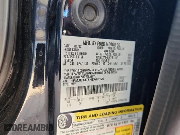 ✅ 2017 Ford Expedition XLT • VIN: 1FMJU1JT5HEA70126 • Лот: 90059155. Опубликован ранее на Copart с пробегом 121 860 миль. Бесплатный доступ к архиву аукционных продаж из США и подробный отчёт об истории автомобиля на DreamBid. Изображение 13.