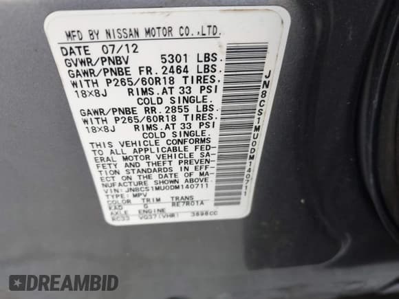 ✅ 2013 Infiniti FX • VIN: JN8CS1MU0DM140711 • Lot: 40796518. Listed on IAAI with 179,386 mi. Free auction sales archive from the USA and detailed vehicle history report at DreamBid. Image 9.