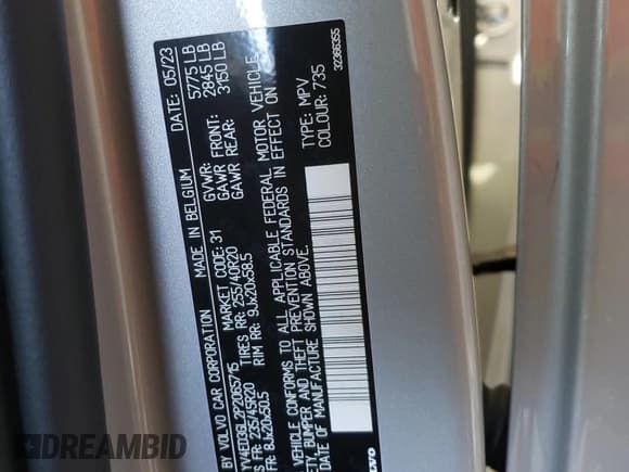 ✅ 2023 Volvo C40 Plus • VIN: YV4ED3GL2P2065715 • Лот: 37765054. Опубликован ранее на Copart с пробегом 4 698 миль. Бесплатный доступ к архиву аукционных продаж из США и подробный отчёт об истории автомобиля на DreamBid. Изображение 12.