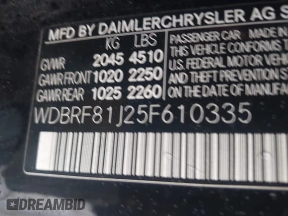 ✅ 2005 Mercedes-Benz C 240 • VIN: WDBRF81J25F610335 • Lot: 41537990. Wystawiony na IAAI z przebiegiem 207 104 mil. Bezpłatny archiwum sprzedaży aukcyjnych z USA i szczegółowy raport historii pojazdu na DreamBid. Zdjęcie 9.