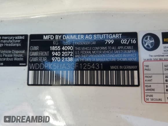 ✅ 2016 Mercedes-Benz SLK 350 • VIN: WDDPK5HA3GF125431 • Lot: 48380365. Listed on Copart with Not provided. Free auction sales archive from the USA and detailed vehicle history report at DreamBid. Image 12.