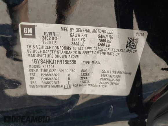 ✅ 2015 Cadillac Escalade ESV Luxury • VIN: 1GYS4HKJ1FR158556 • Lot: 43414285. Wystawiony na IAAI z przebiegiem 117 327 mil. Bezpłatny archiwum sprzedaży aukcyjnych z USA i szczegółowy raport historii pojazdu na DreamBid. Zdjęcie 9.