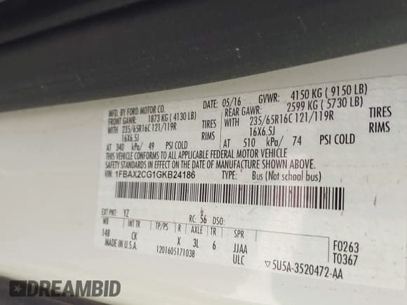 ✅ 2016 Ford Transit XL • VIN: 1FBAX2CG1GKB24186 • Lot: 42278114. Wystawiony na IAAI z przebiegiem 38 991 mil. Bezpłatny archiwum sprzedaży aukcyjnych z USA i szczegółowy raport historii pojazdu na DreamBid. Zdjęcie 9.