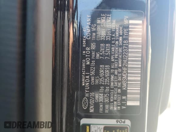 ✅ 2017 Hyundai Santa Fe SE • VIN: KM8SMDHF2HU223718 • Лот: 57117714. Опубликован ранее на Copart с пробегом 110 392 миль. Бесплатный доступ к архиву аукционных продаж из США и подробный отчёт об истории автомобиля на DreamBid. Изображение 15.