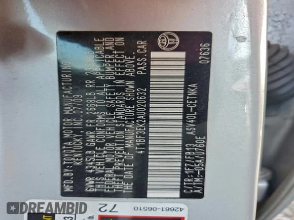 ✅ 2010 Toyota Camry • VIN: 4T1BF3EK2AU020632 • Лот: 95211635. Опубликован ранее на Copart с пробегом 104 961 миль. Бесплатный доступ к архиву аукционных продаж из США и подробный отчёт об истории автомобиля на DreamBid. Изображение 12.