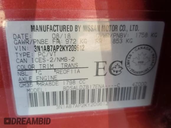 ✅ 2019 Nissan Sentra S • VIN: 3N1AB7AP2KY209612 • Lot: 70916445. Listed on Copart with 166,386 mi. Free auction sales archive from the USA and detailed vehicle history report at DreamBid. Image 12.