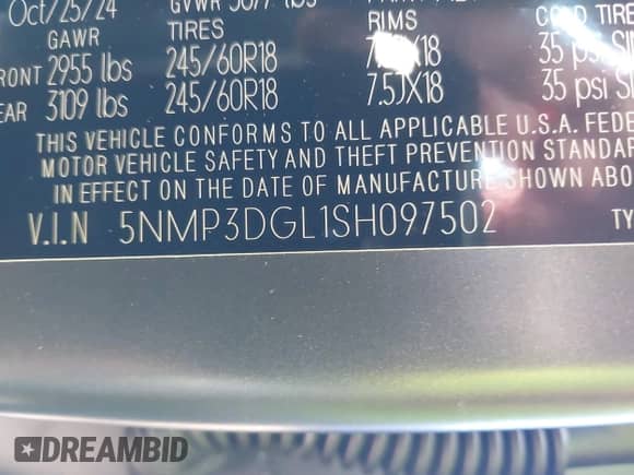 2025 Hyundai Santa Fe XRT с VIN 5NMP3DGL1SH097502, выставлен на аукционе IAAI как лот 40884595 с пробегом 112 миль миль и . История ставок и продаж доступна на DreamBid. Изображение 9.